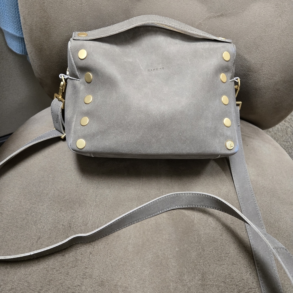 Hammitt Gray Crossbody Bag with Gold Accents